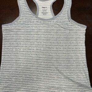 Born Striped Gray and White Tank Top